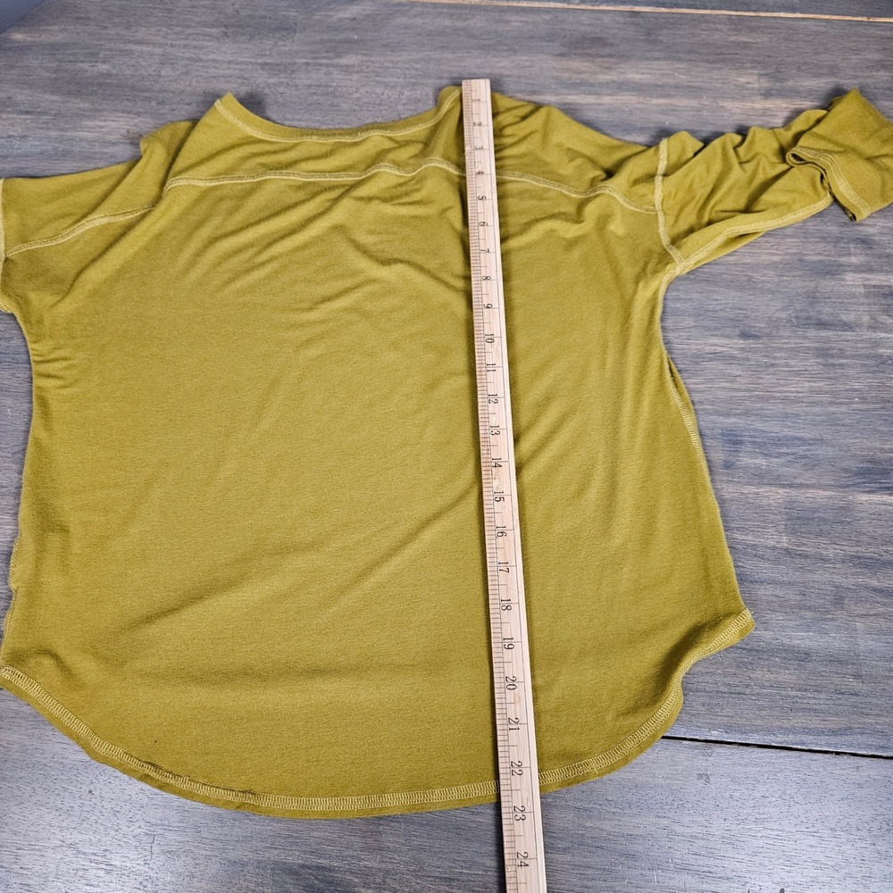 Eileen Fisher Women's XS Top Long Sleeve High Low Exposed Seams Mustard Yellow - Picture 7 of 7
